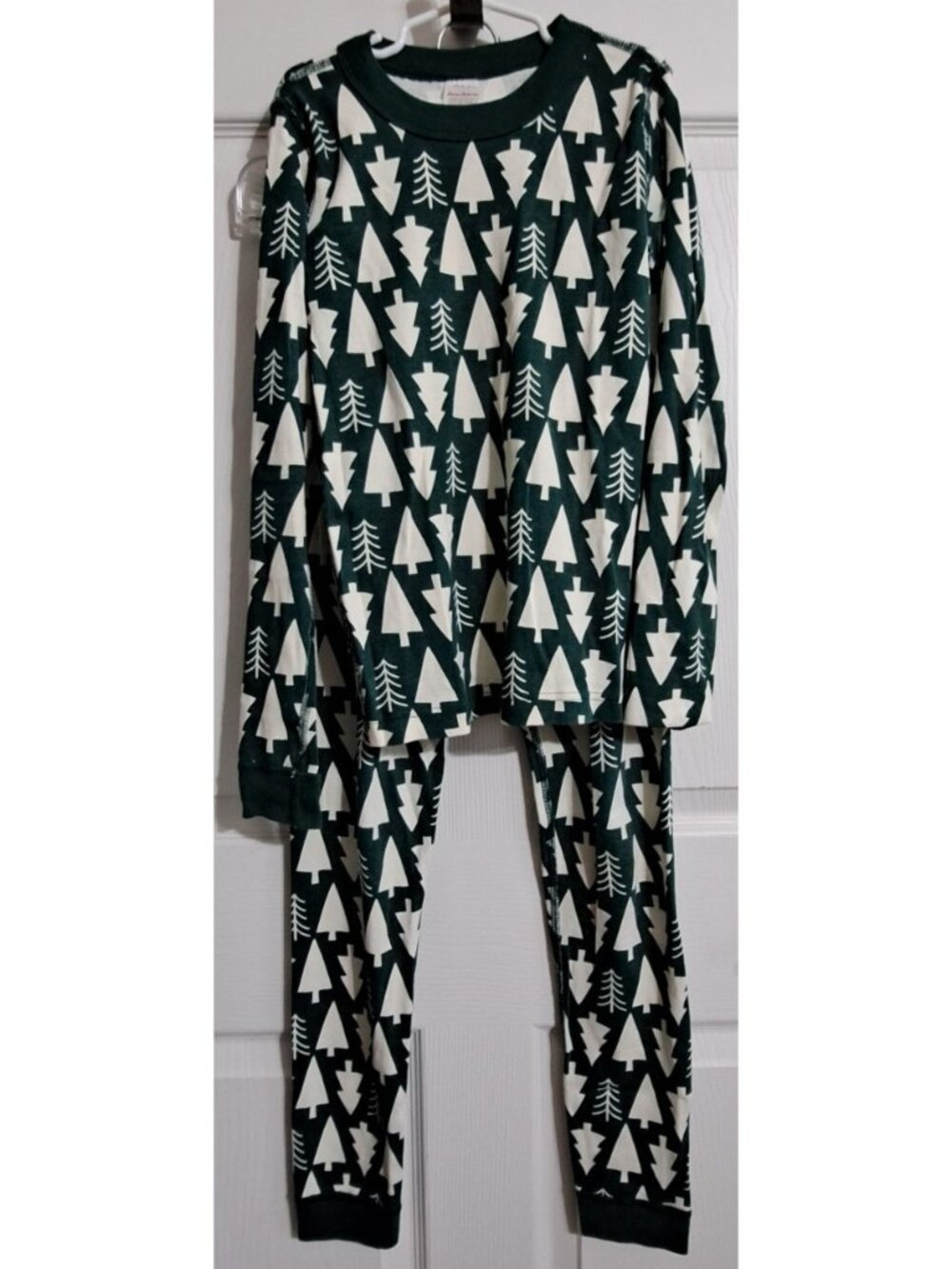 Hanna Andersson 12 Green Pine Tree Print Long John Organic Cotton Pajamas